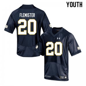 Notre Dame Fighting Irish Youth C'Borius Flemister #20 Navy Under Armour Authentic Stitched College NCAA Football Jersey VUZ1499QD